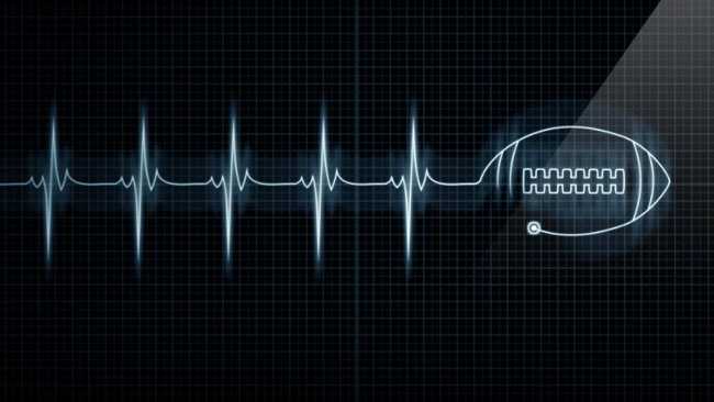 Herzschlag mit Football am Ende als Verbildlichung für Leistungscoaching Hannover