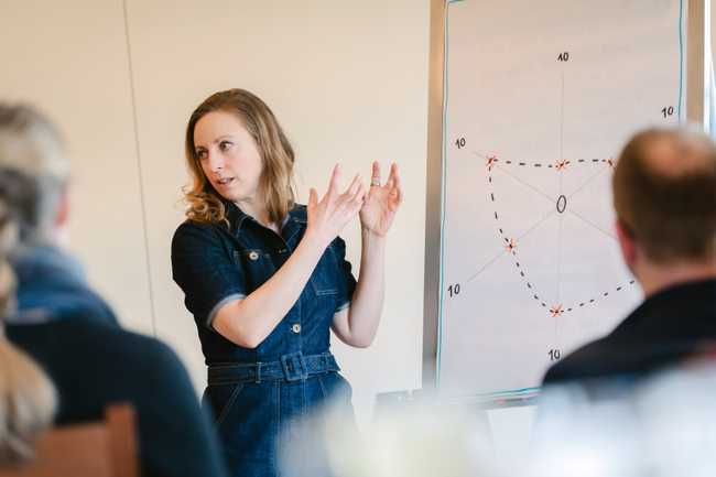 Therapeutin vor einer Gruppe